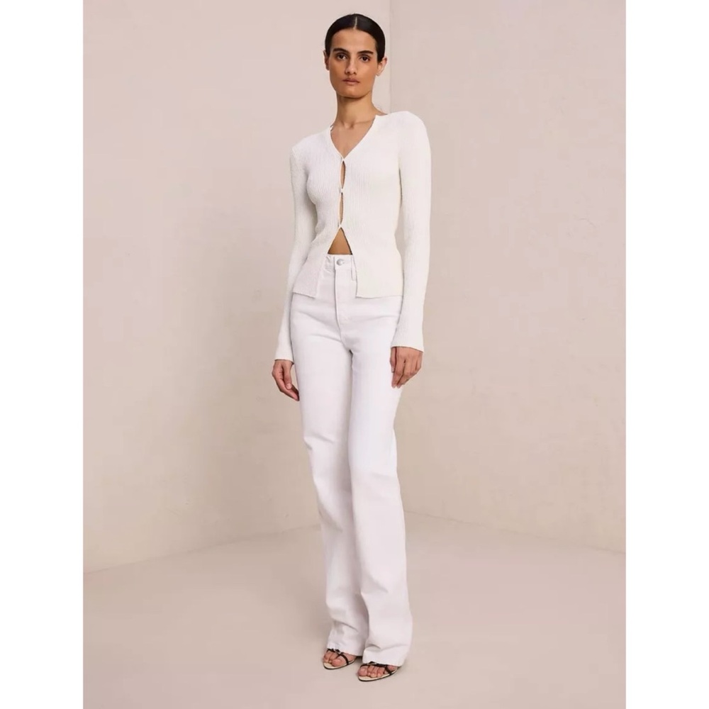 SOLD NWT A.L.C. Miller Rib Knit Cardigan White Ribbed Button Up V-Neck S $395